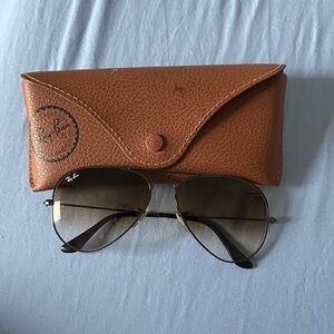 Ray-Ban Black and Brown Aviator Sunglasses